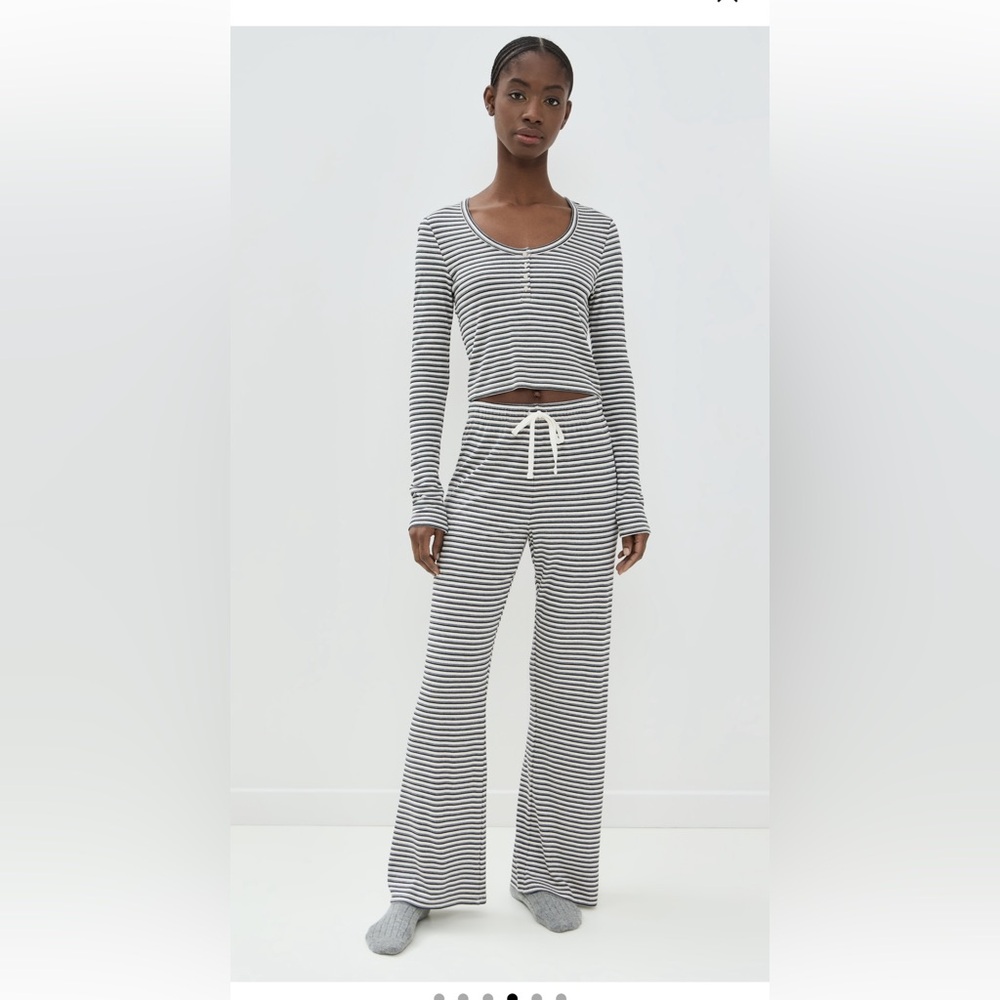 Z Supply Constance Striped Long Sleeve Crop Top and Lounge Pants